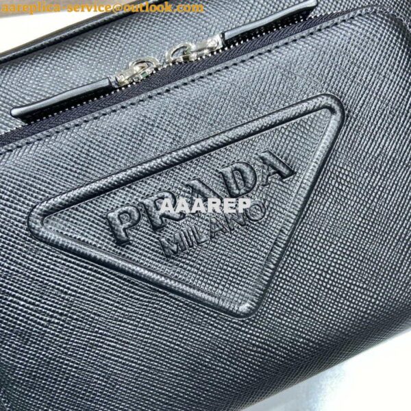 Replica Prada 2VH152 Saffiano leather shoulder bag Black 5