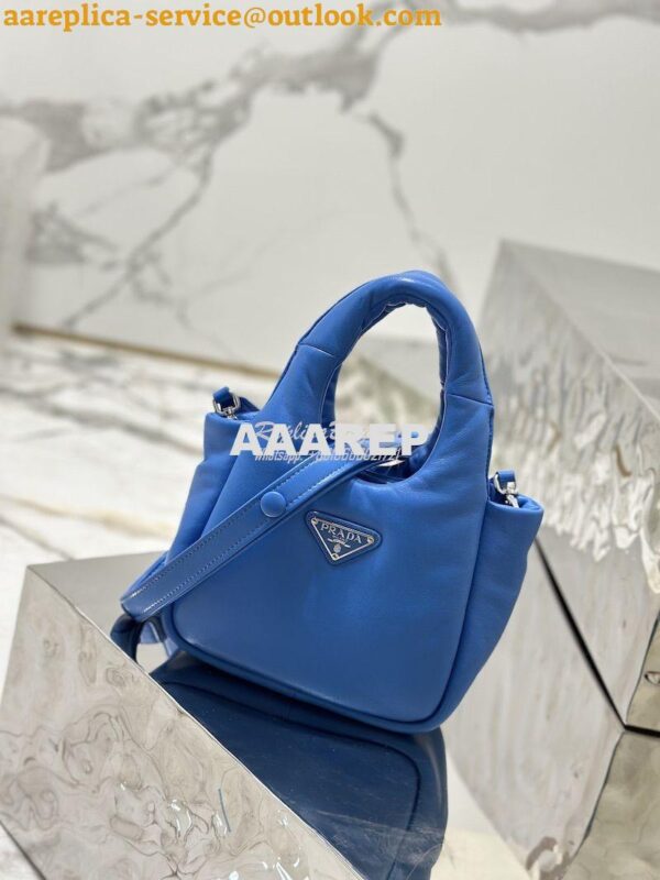 Replica Prada Small Padded Soft Nappa-Leather bag 1BA359 Blue 3