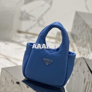 Replica Prada Small Padded Soft Nappa-Leather bag 1BA359 Blue 2