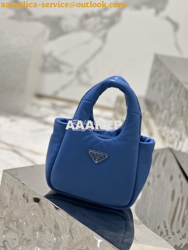 Replica Prada Small Padded Soft Nappa-Leather bag 1BA359 Blue 4