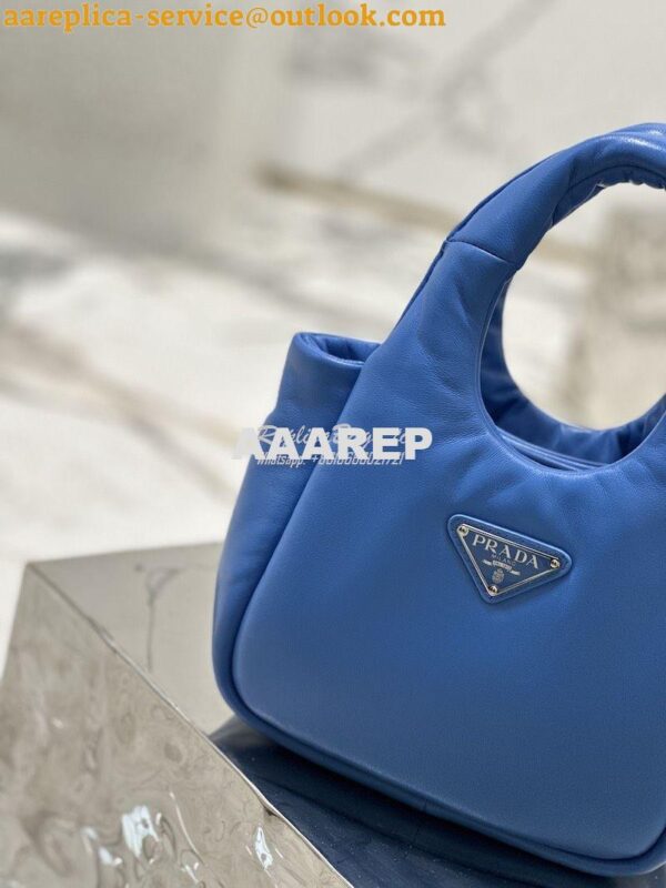 Replica Prada Small Padded Soft Nappa-Leather bag 1BA359 Blue 5