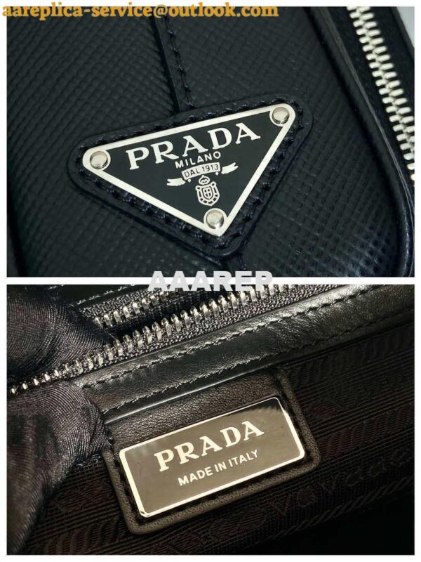 Replica Prada 2VH152 Saffiano leather shoulder bag Black 10