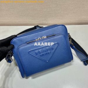 Replica Prada 2VH152 Saffiano leather shoulder bag Blue 2