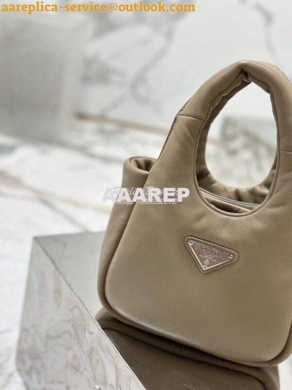 Replica Prada Small Padded Soft Nappa-Leather bag 1BA359 Desert Beige 5