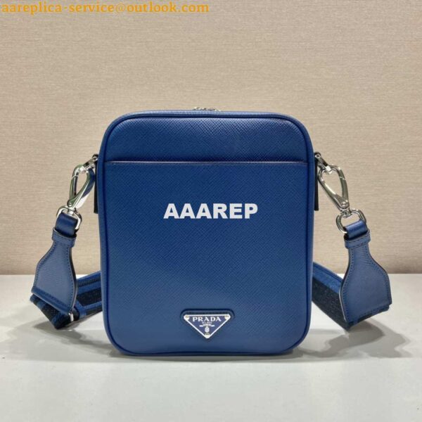 Replica Prada 2VH154 Saffiano leather shoulder bag Blue 6