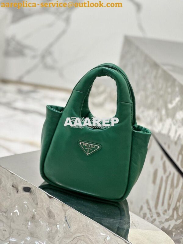 Replica Prada Small Padded Soft Nappa-Leather bag 1BA359 Green 4