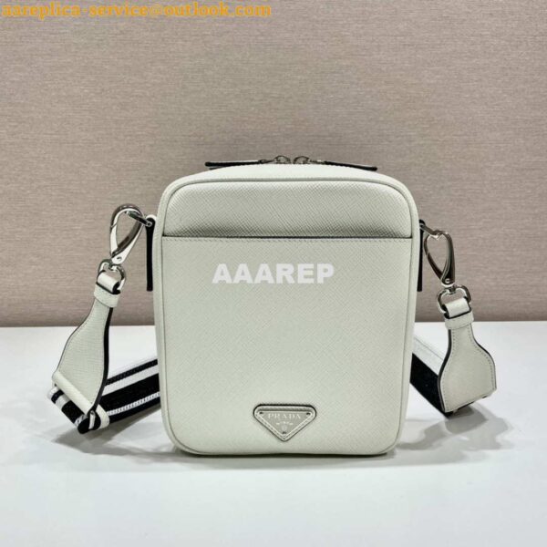 Replica Prada 2VH154 Saffiano leather shoulder bag White 4