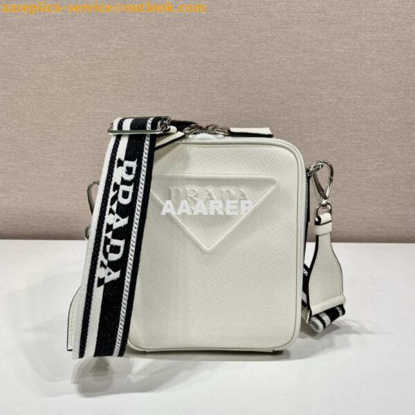 Replica Prada 2VH154 Saffiano leather shoulder bag White 6