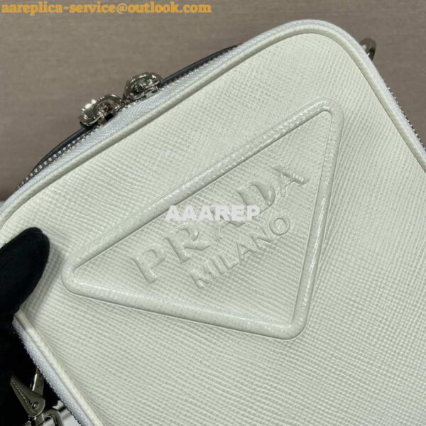 Replica Prada 2VH154 Saffiano leather shoulder bag White 7