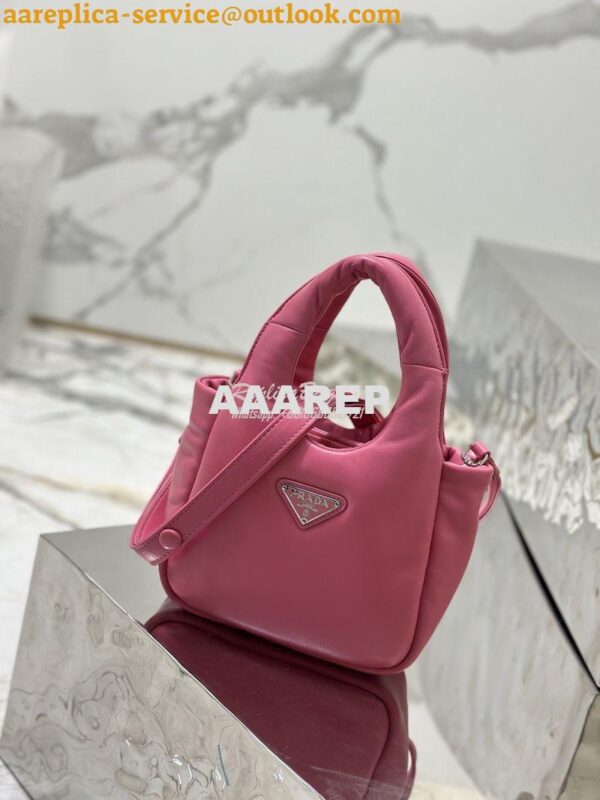 Replica Prada Small Padded Soft Nappa-Leather bag 1BA359 Pink 3