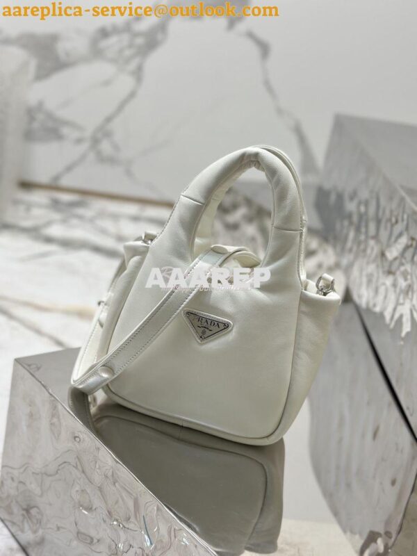 Replica Prada Small Padded Soft Nappa-Leather bag 1BA359 White 3