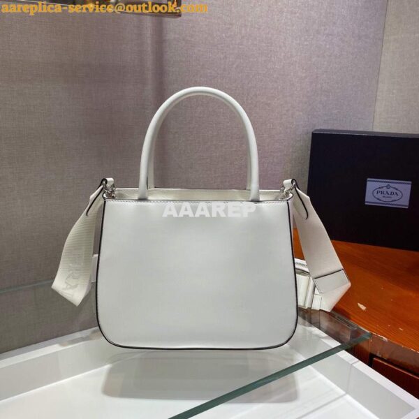 Replica Prada Brushed leather handbag 1BA320 White 6