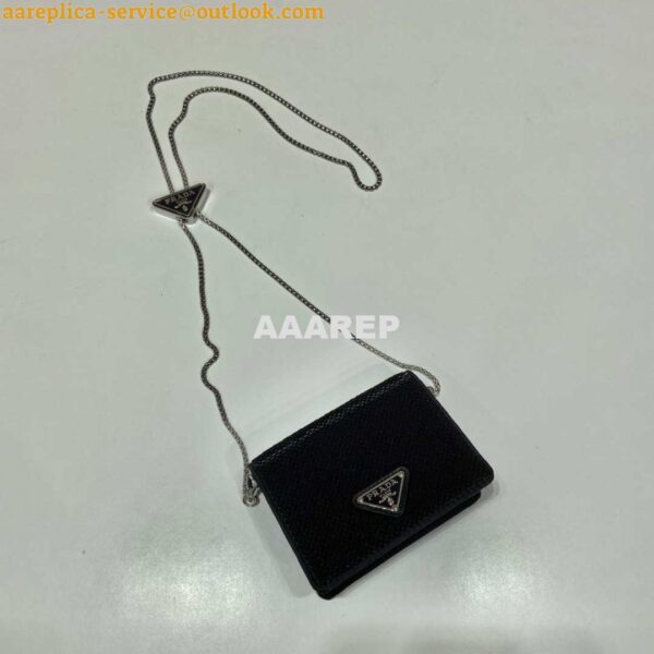 Replica Prada Cardholder with shoulder strap and sequins 1MR024 Black 6