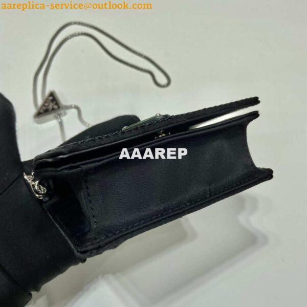 Replica Prada Cardholder with shoulder strap and sequins 1MR024 Black 7