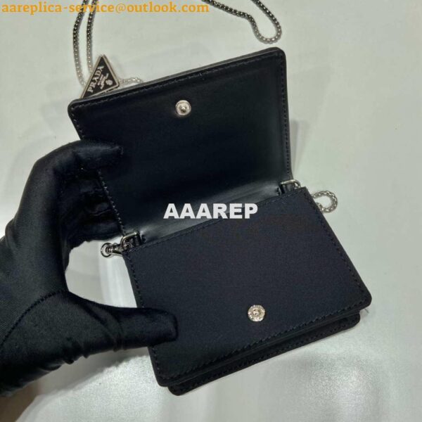 Replica Prada Cardholder with shoulder strap and sequins 1MR024 Black 8