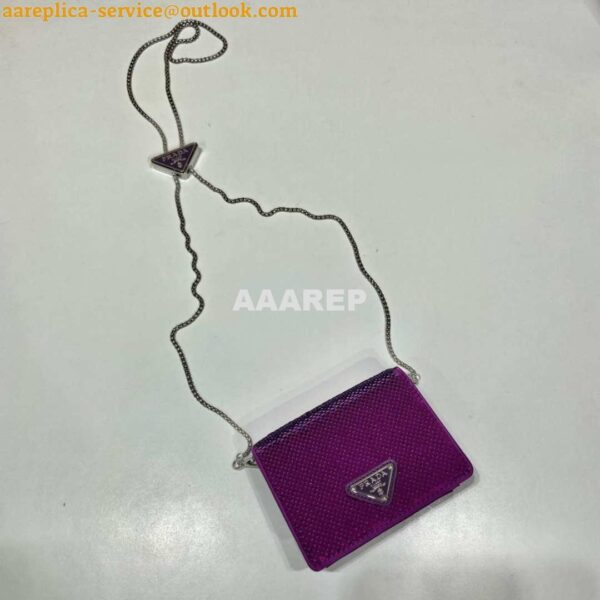 Replica Prada Cardholder with shoulder strap and sequins 1MR024 Purple 5