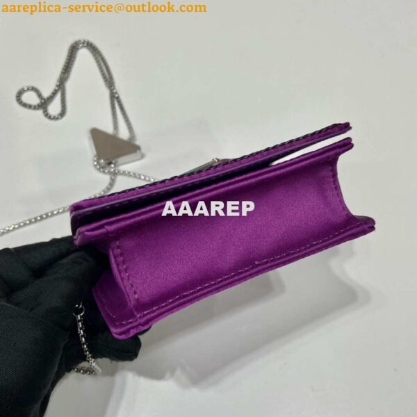 Replica Prada Cardholder with shoulder strap and sequins 1MR024 Purple 7