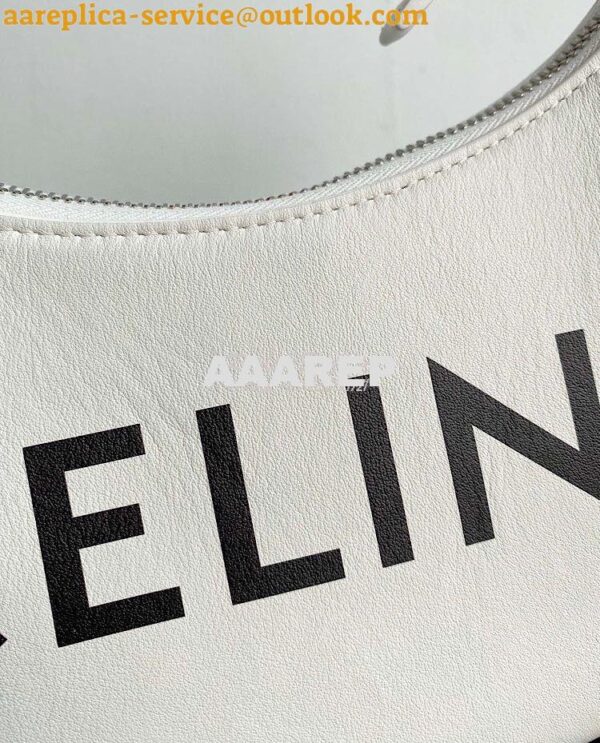 Replica Celine Ava Bag in Smooth Calfskin with Logo Print 193953 White 8