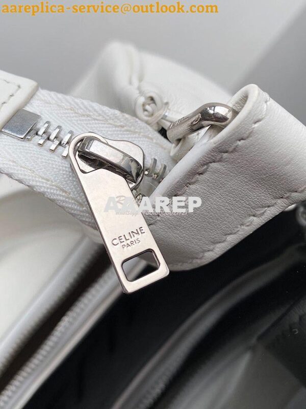 Replica Celine Ava Bag in Smooth Calfskin with Logo Print 193953 White 10