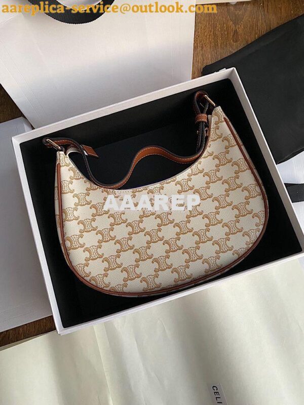 Replica Celine Ava Bag In Triomphe Canvas 193952 White 3