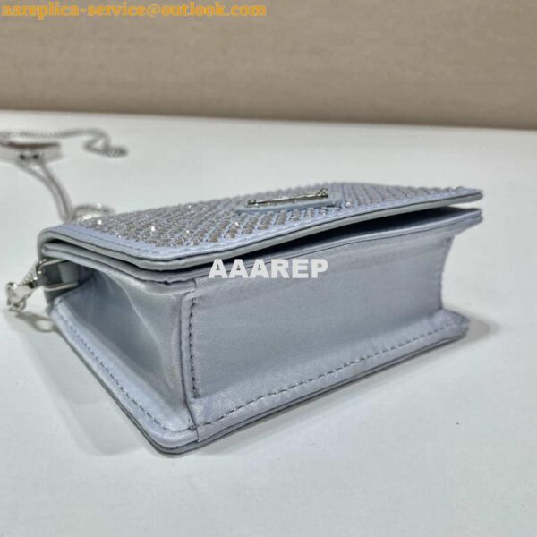 Replica Prada Crystal-studded card holder with shoulder strap 1MR024 White Crystal 8