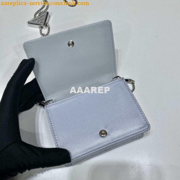 Replica Prada Crystal-studded card holder with shoulder strap 1MR024 White Crystal 9