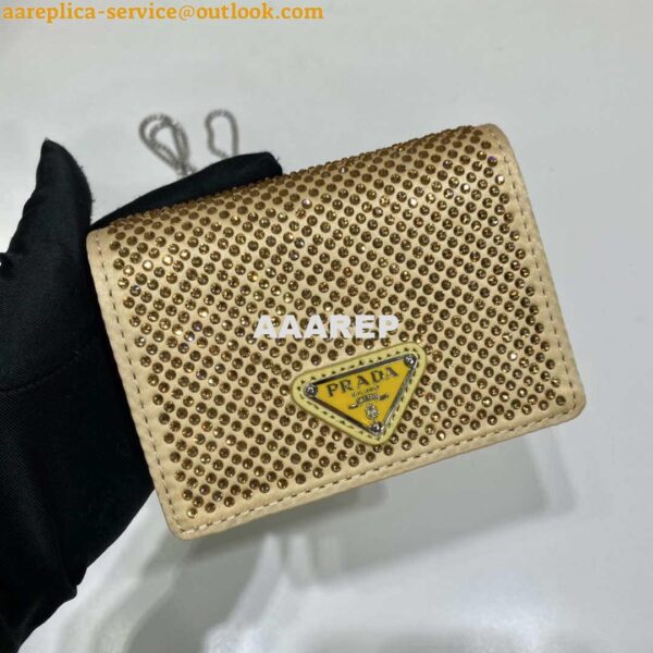 Replica Prada Crystal-studded card holder with shoulder strap 1MR024 Yellow Crystal 5