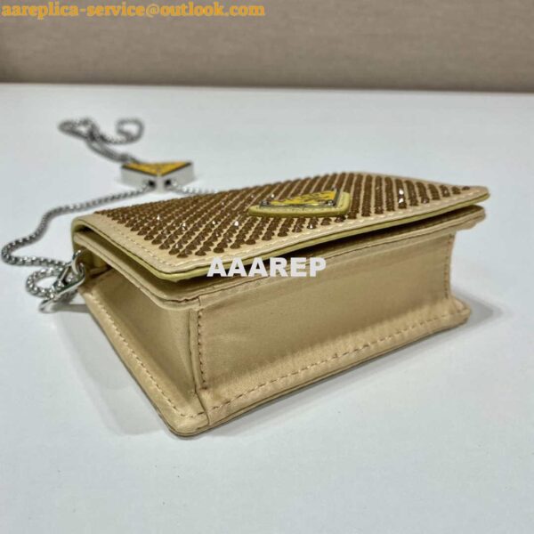 Replica Prada Crystal-studded card holder with shoulder strap 1MR024 Yellow Crystal 7