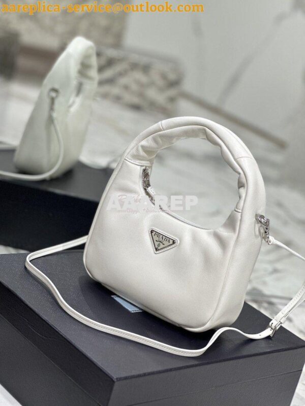 Replica Prada Soft Padded Nappa-leather mini bag 1BA384 White 4