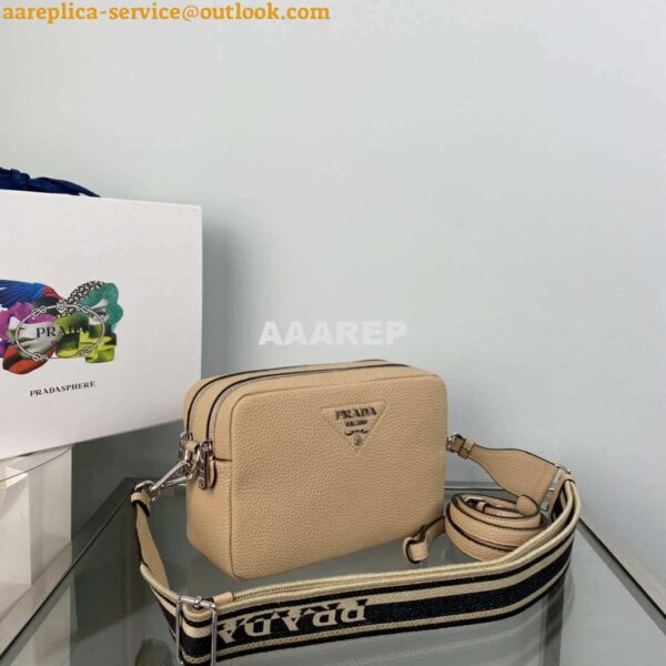 Replica Prada Leather bag with shoulder strap 1BH082 Apricot 4