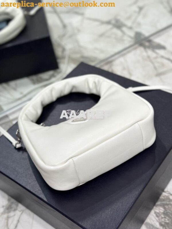 Replica Prada Soft Padded Nappa-leather mini bag 1BA384 White 11