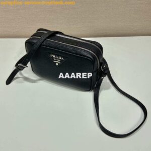 Replica Prada Leather bag with shoulder strap 1BH082 Black