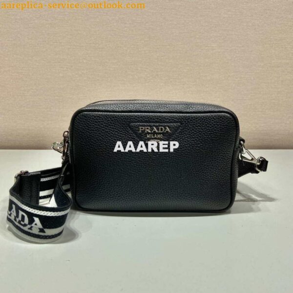 Replica Prada Leather bag with shoulder strap 1BH082 Black 4