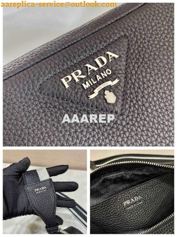 Replica Prada Leather bag with shoulder strap 1BH082 Black 10