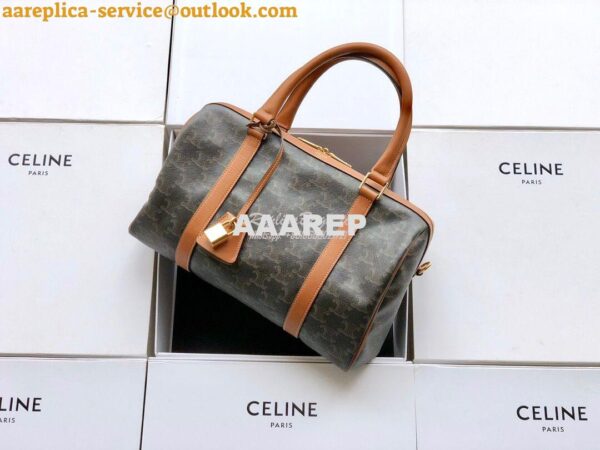 Replica Celine Boston Bag In Triomphe Canvas 190372 5