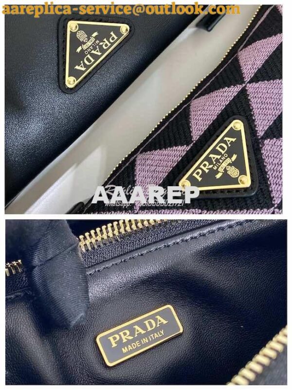 Replica Prada Symbole leather and fabric mini bag 1BC176 Black Alabast 13