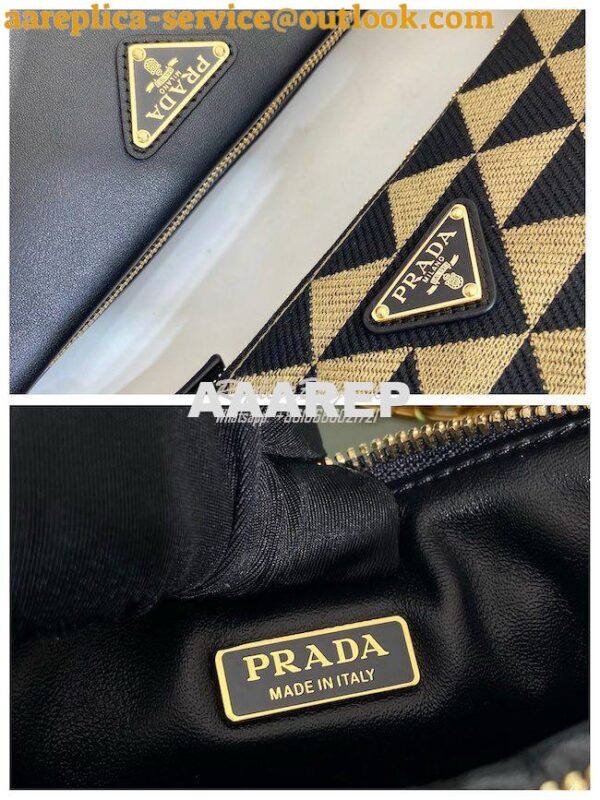 Replica Prada Symbole leather and fabric mini bag 1BC176 Black Beige 13