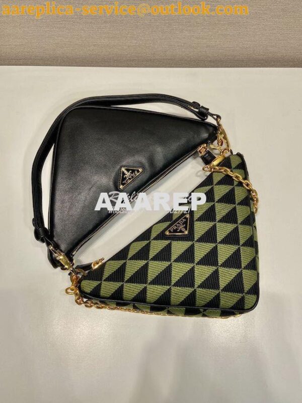 Replica Prada Symbole leather and fabric mini bag 1BC176 Black Ivy Gre 6