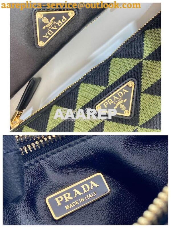 Replica Prada Symbole leather and fabric mini bag 1BC176 Black Ivy Gre 13