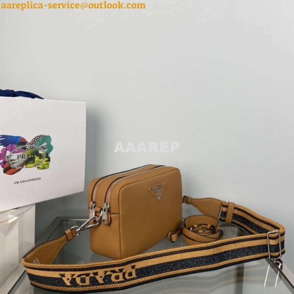 Replica Prada Leather bag with shoulder strap 1BH082 Tan 4