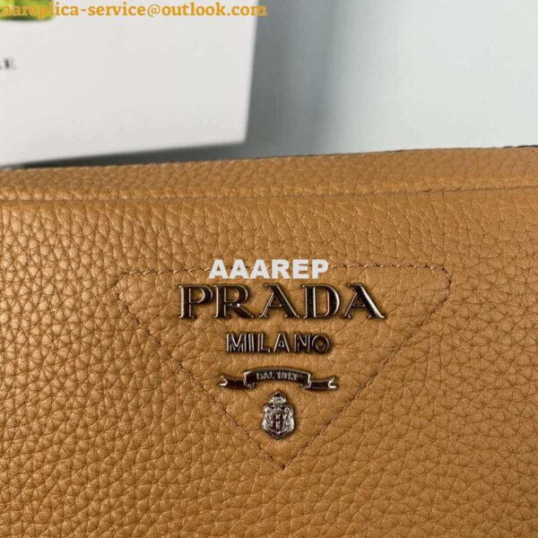 Replica Prada Leather bag with shoulder strap 1BH082 Tan 5