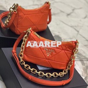 Replica Prada System nappa leather patchwork bag 1BC157 Orange 2