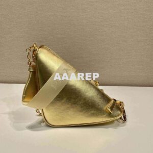 Replica Prada Leather Prada Triangle shoulder bag 1BH190 Gold 2