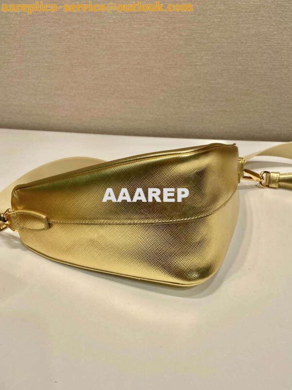 Replica Prada Leather Prada Triangle shoulder bag 1BH190 Gold 6