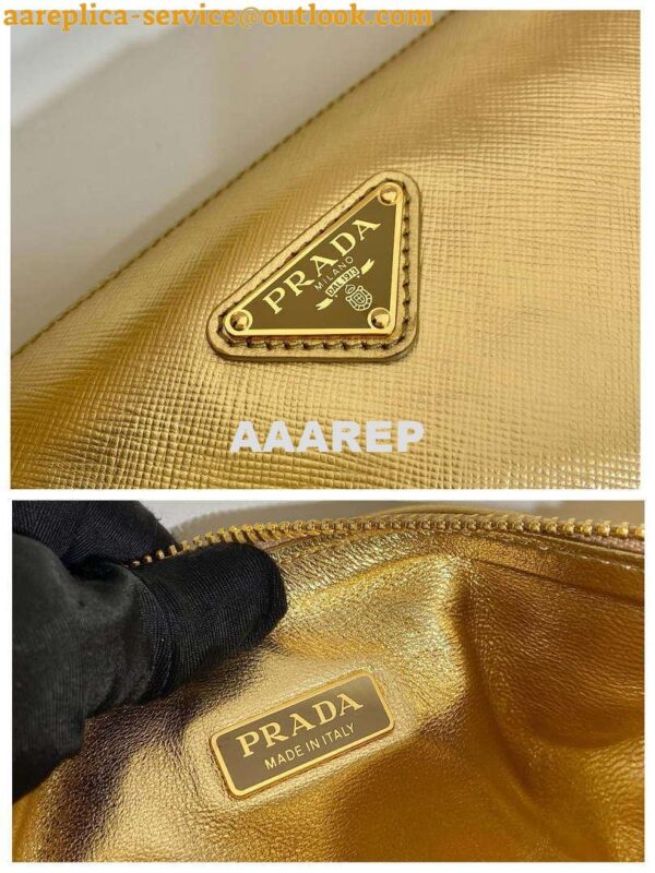 Replica Prada Leather Prada Triangle shoulder bag 1BH190 Gold 10