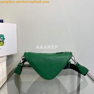 Replica Prada Leather Prada Triangle shoulder bag 1BH190 Green 2