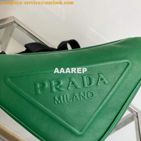 Replica Prada Leather Prada Triangle shoulder bag 1BH190 Green 5