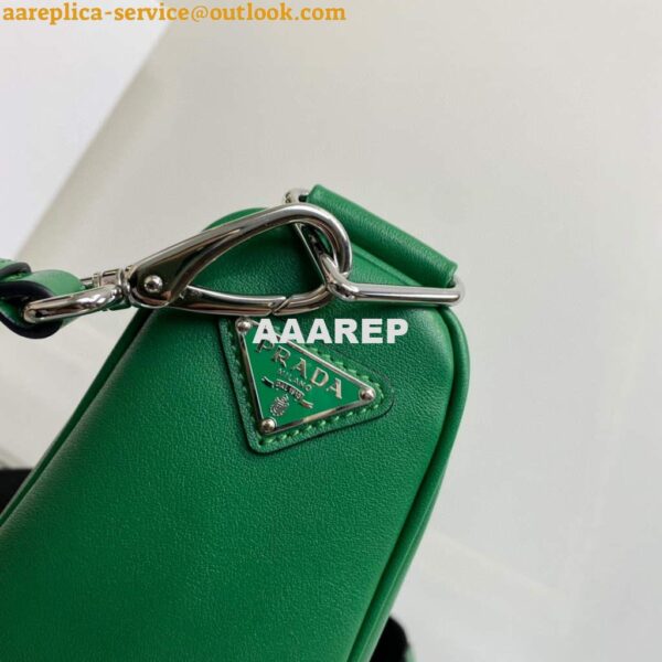 Replica Prada Leather Prada Triangle shoulder bag 1BH190 Green 7