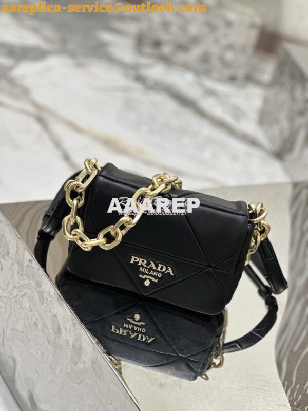 Replica Prada System Nappa Patchwork Shoulder Bag 1BD292 1BD328 Black 5