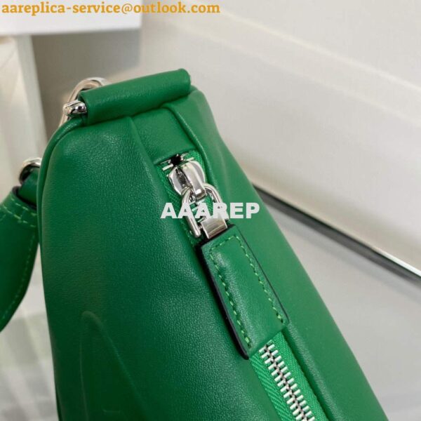 Replica Prada Leather Prada Triangle shoulder bag 1BH190 Green 8